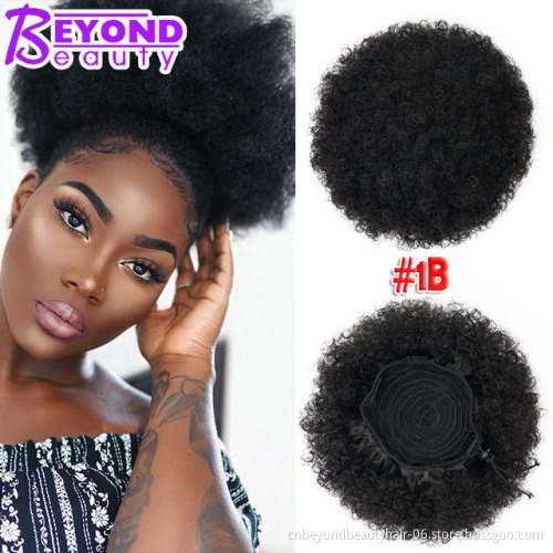 aliexpress Cheap High Puff Afro Curly Chignon Ponytail Drawstring Synthetic Curly Hair Bun For Women